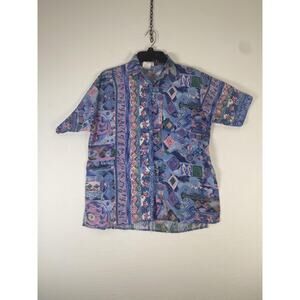 Vintage Scandal Shirt Mens Medium Multicolor Short Sleeve Button Up Made USA